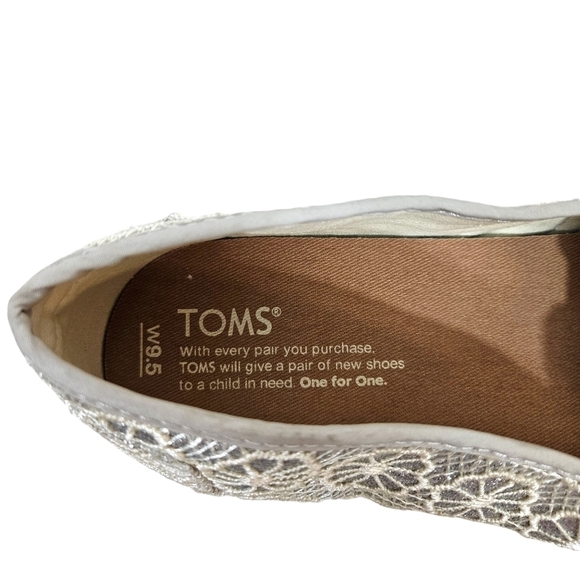 Toms Silver Sparkly Crochet Alpargata Shoes - Picture 7 of 8